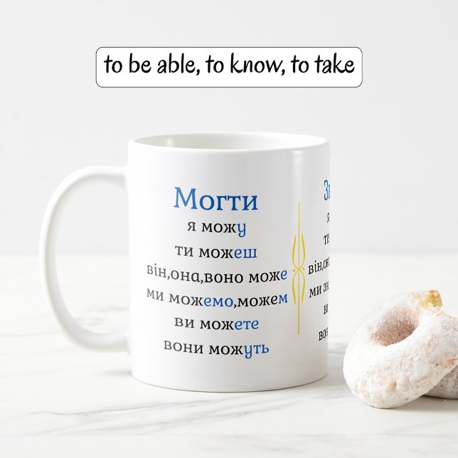 Konjugeringspraxis i ukrainska verbs kaffemugg ('classic' mug style)