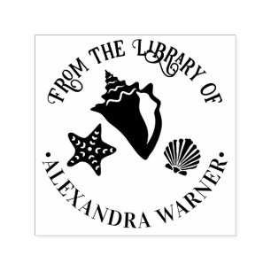 Konk snigelstjärna kammussla snäckstrand bibliotek självfärgande stämpel