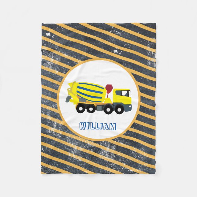 Konkret Cement Lastbil Construction Lastbilar Fleecefilt (Framsidan)