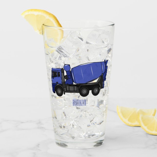 Konkreta blandningstransporter lastbil tecknad glaskopp (Framsida Ice)