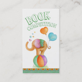 Konkurrenskort om elefantkonst i bok visitkort