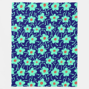 Konkurrerande blommor - Turkos och Red på djuphave Fleecefilt