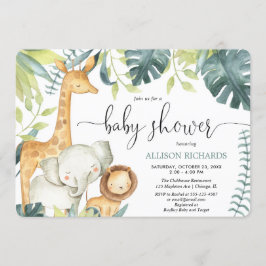 Könneutrala vattenfärgsdjur i safari-djungeln inbjudningar