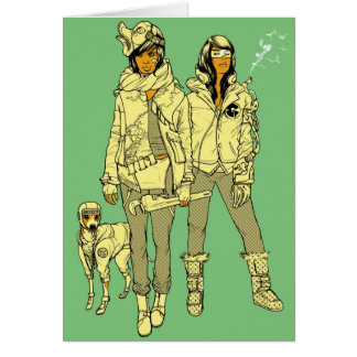 Konni, snöre & Leroy brunttryck Hälsningskort