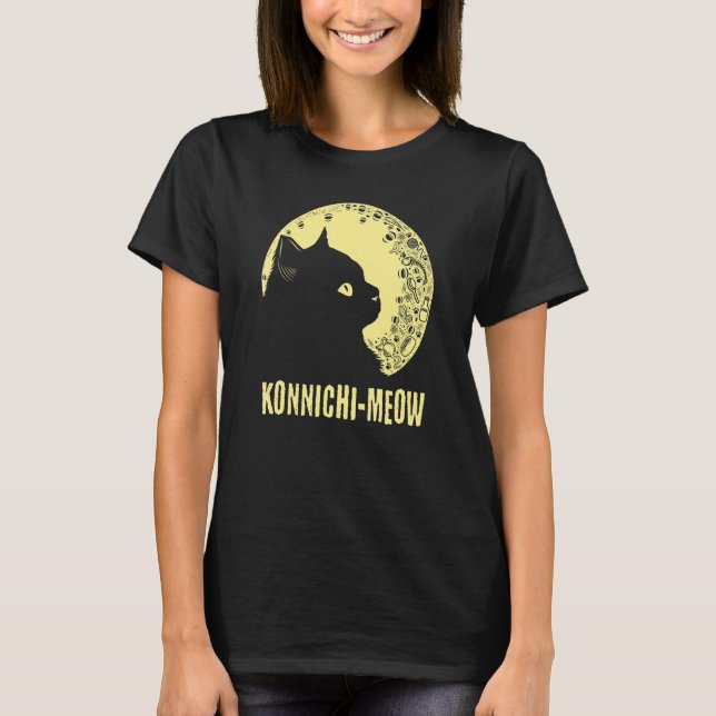 Konnichimeow Beautiful Cat  Cute Kitten Japanese 1 T Shirt (Framsida)