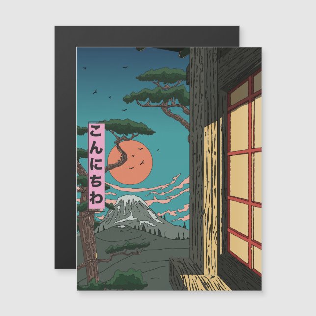 Konnichiwa Japansk solnedgång (Fram/baksida)