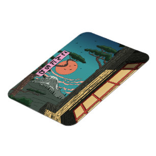 Konnichiwa Japansk solnedgång Magnet