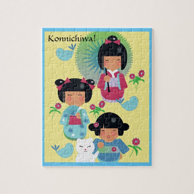 Konnichiwa Japanska Doll Children's Puzzle Pussel (Vertikal)