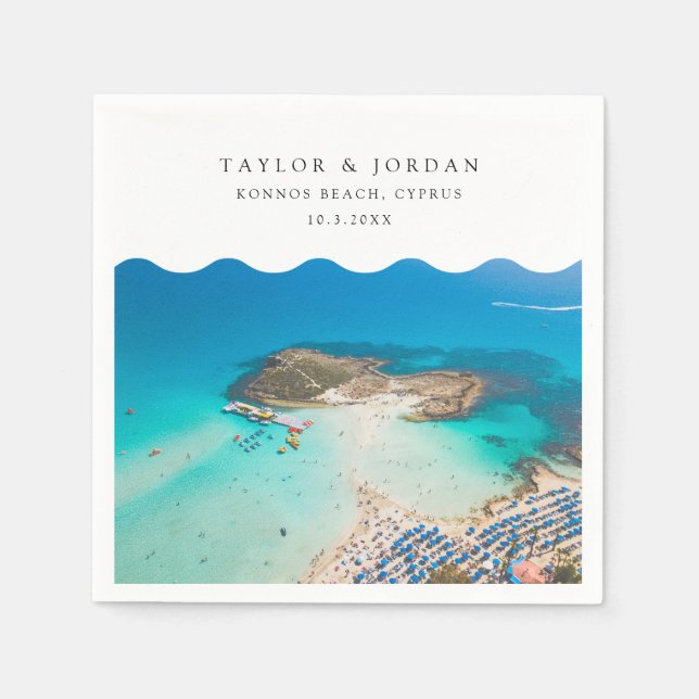Konnos Beach Wedding Anpassningsbar Cocktail Napki Pappersservett (Framsidan)
