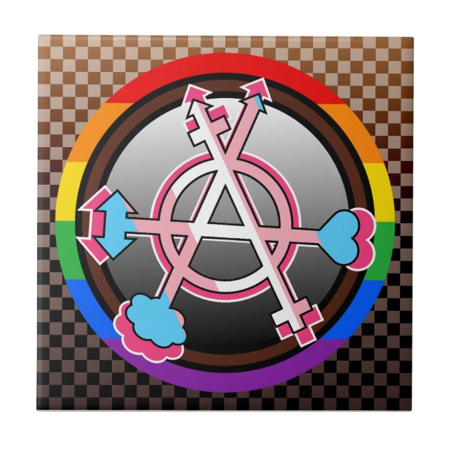 Köns Anarki Symbol, Emblem på mörkt rutnät Kakelplatta (Framsidan)