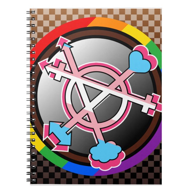 Köns Anarki Symbol, Emblem på mörkt schackbräde Anteckningsbok (Framsidan)