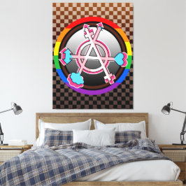 Köns Anarki Symbol, Emblem på mörkt schackbräde Canvastryck