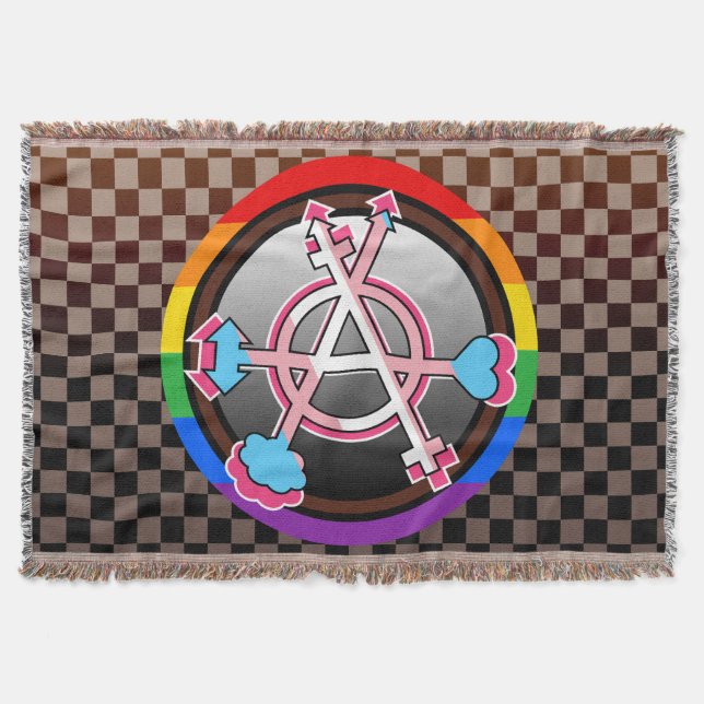 Köns Anarki Symbol, Emblem på mörkt schackbräde Filt (Framsidan)