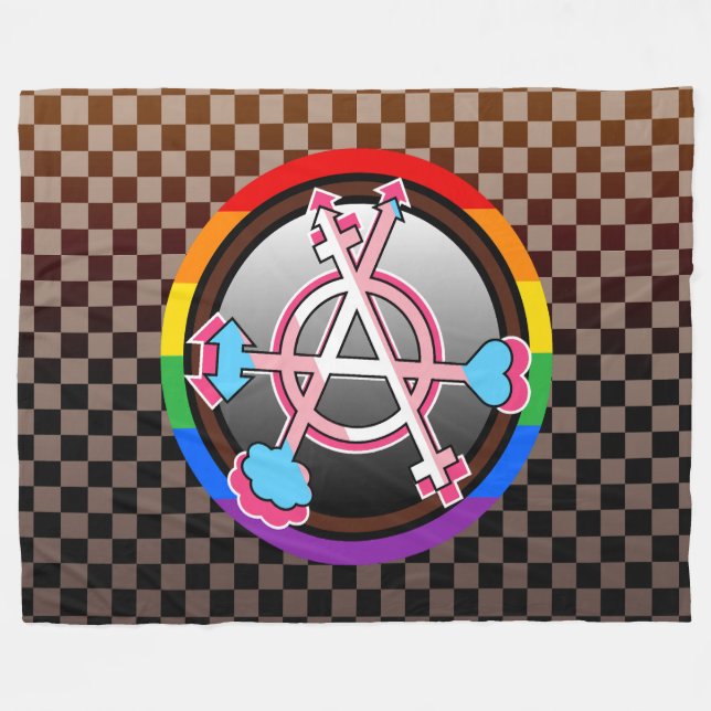 Köns Anarki Symbol, Emblem på mörkt schackbräde Fleecefilt (Framsidan (Horisontell))