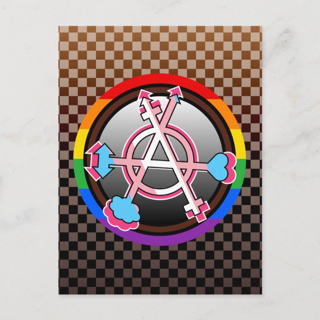 Köns Anarki Symbol, Emblem på mörkt schackbräde Inbjudan Vykort (Framsida)