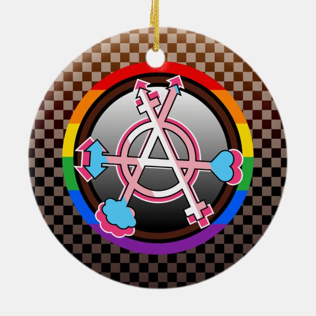 Köns Anarki Symbol, Emblem på mörkt schackbräde Julgransprydnad Keramik (Baksidan)