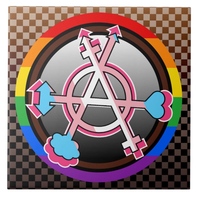 Köns Anarki Symbol, Emblem på mörkt schackbräde Kakelplatta (Framsidan)