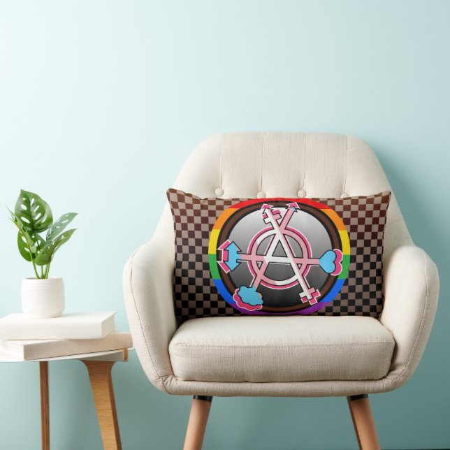 Köns Anarki Symbol, Emblem på mörkt schackbräde Lumbarkudde (Stol)