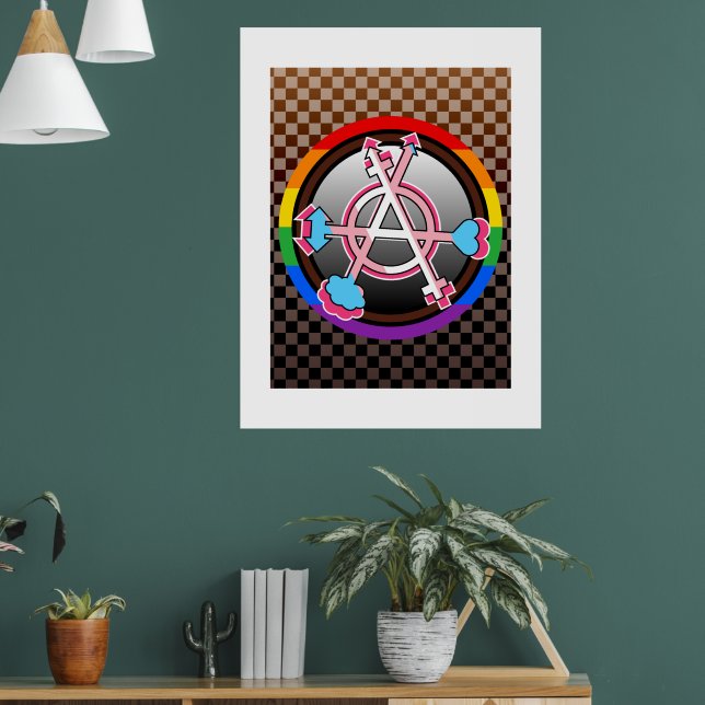 Köns Anarki Symbol, Emblem på mörkt schackbräde Poster (Vardagsrum 1)