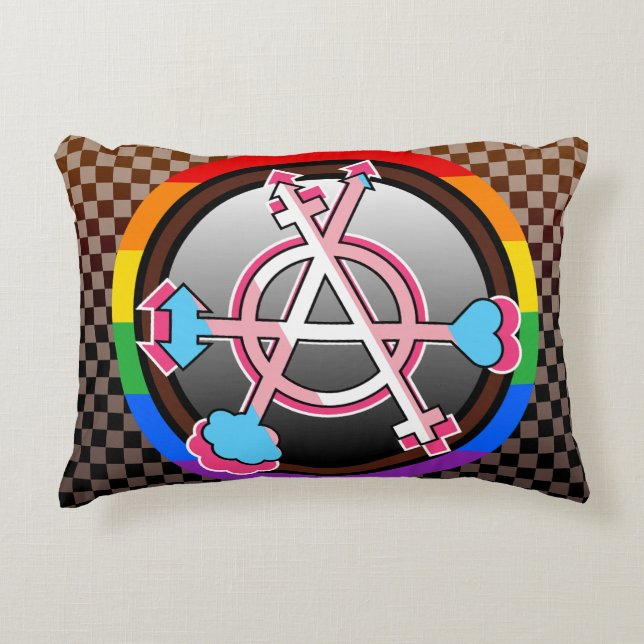 Köns Anarki Symbol, Emblem på mörkt schackbräde Prydnadskudde (Framsidan)