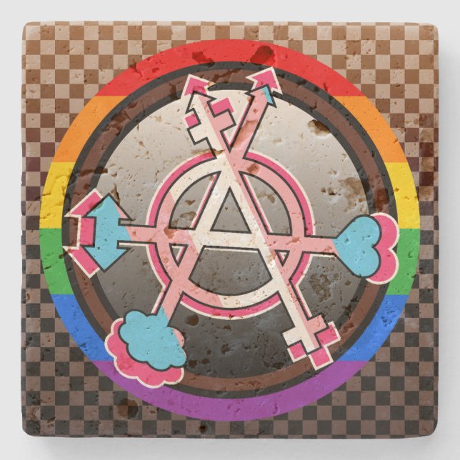 Köns Anarki Symbol, Emblem på mörkt schackbräde Stenunderlägg (Framsidan)