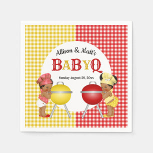 Köns Avslöjande Röd Gul Gingham Baby Q BBQ Pappersservett