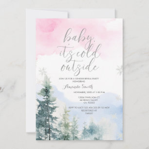 KÖNSAVSLÖJANDE Snöflingor Utanför Baby Shower Inbjudningar