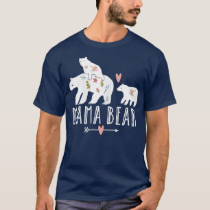 Könsben Mamma 2 barn Twin Unge, Coola Mamma Bear T Shirt