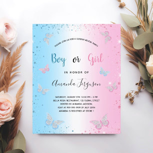 Könsbestämmande baby shower fjärilar med budget