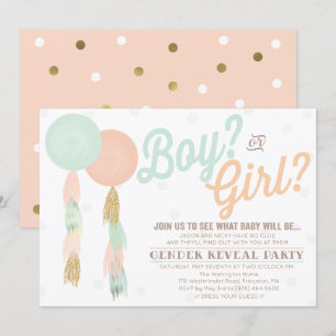 Könsbestämmande baby shower-inbjudan inbjudningar