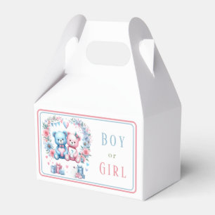 Könsbestämmande baby shower Teddybjörn blå rosa 3 Presentaskar