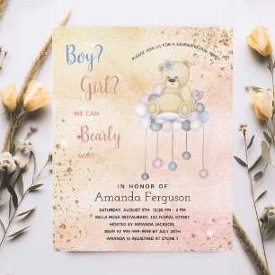 Könsbestämmande baby shower teddybjörn för budgete