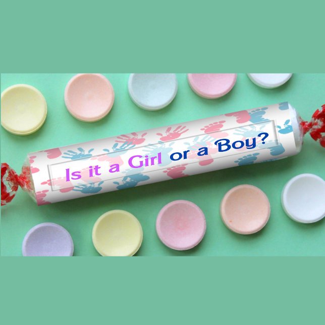 Könsbestämmande Baby Smartie Godispapper Etiketter (Gender reveal, Baby Shower Smartie Candy Wrapper Label)
