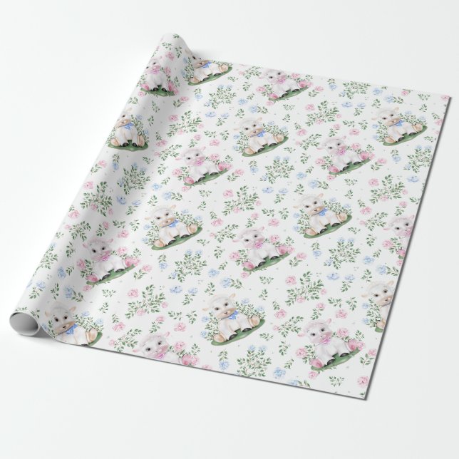 Könsbestämmande babyfest för lamm presentpapper (Utrullad)