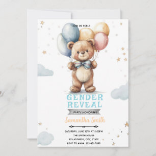 Könsbestämmande björn bebis shower inbjudan