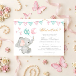 Könsbestämmande elefant Elegant Baby Shower Inbjudningar