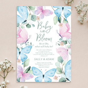 Könsbestämmande inbjudan för Baby in Bloom Rosa Bl