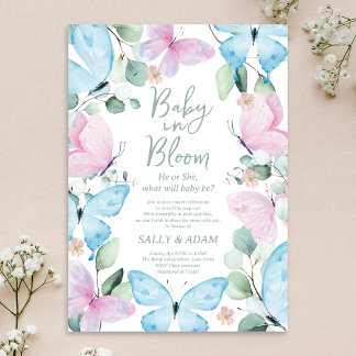 Könsbestämmande inbjudan för Baby in Bloom Rosa Bl
