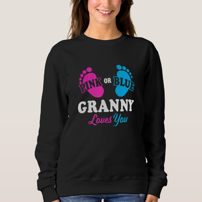 Könsbestämmande Mormor Bebis Shower Farmor T Shirt (Framsida)