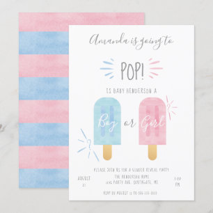 Könsbestämmande Popsicle-inbjudan, Pojke eller Fli Inbjudningar