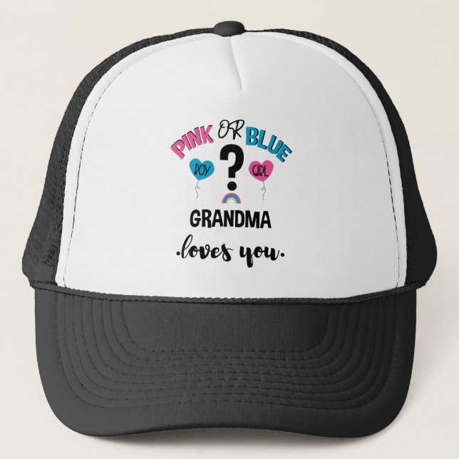 Könsbestämning av bebis Rosa eller Blå Mormor älsk Keps (Framsida)