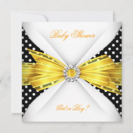 Könsbestämning för baby shower Svart Gul Vit Prick Inbjudningar