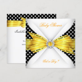 Könsbestämning för baby shower Svart Gul Vit Prick Inbjudningar