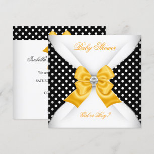 Könsbestämning för baby shower Svart Gul Vita pric Inbjudningar