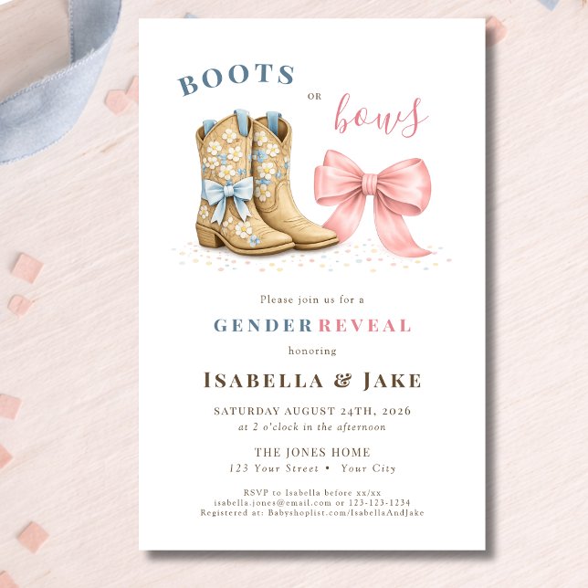 Könsbestämning för budget cowboy boots eller rosa  flygblad (Skapare uppladdad)