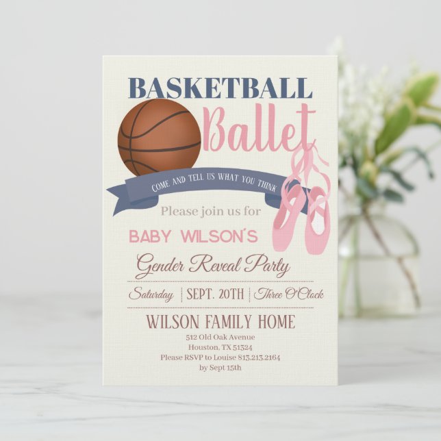 Könsbestämningsfest för basket eller balett inbjudningar (Stående Fram)