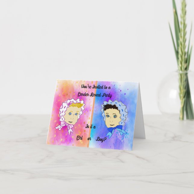 Könsbestämningsfest för bebis inbjudan (Framsida)