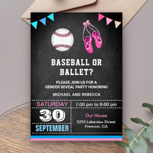 Könsbestämningsfest med baseboll eller balett inbjudningar