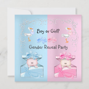Könsbestämningsfest Pojke eller Flicka Blå & Rosa Inbjudningar