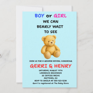 Könsbestämningsinbjudan för Teddybjörn
